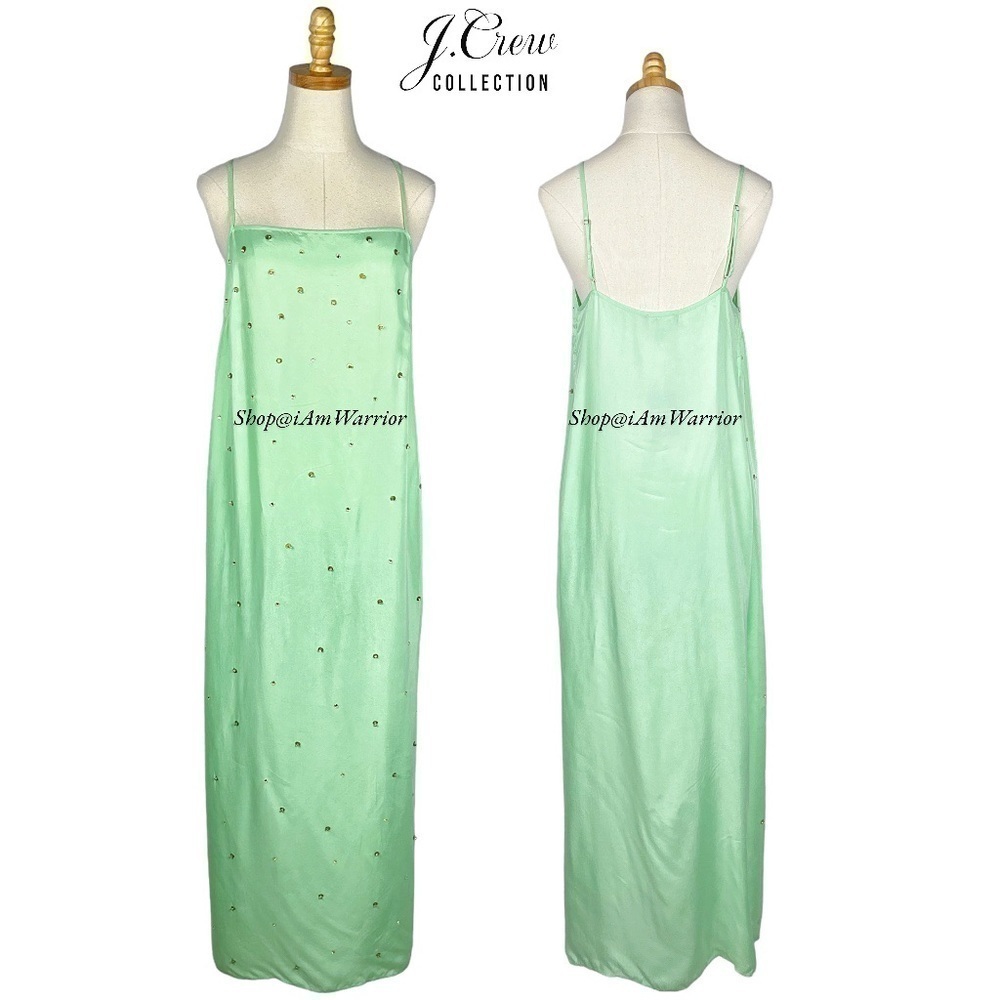 J.Crew Collection NWT long mint jeweled slipdress *shop@iamwarrior - Picture 4 of 10